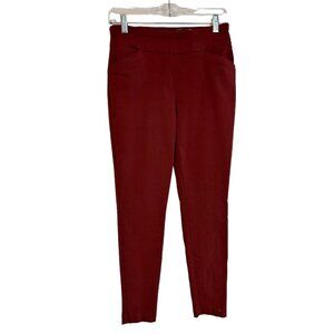 Versona Women's Burgundy Stretchy‎ Trousers Size M Rayon/Nylon/Spandex